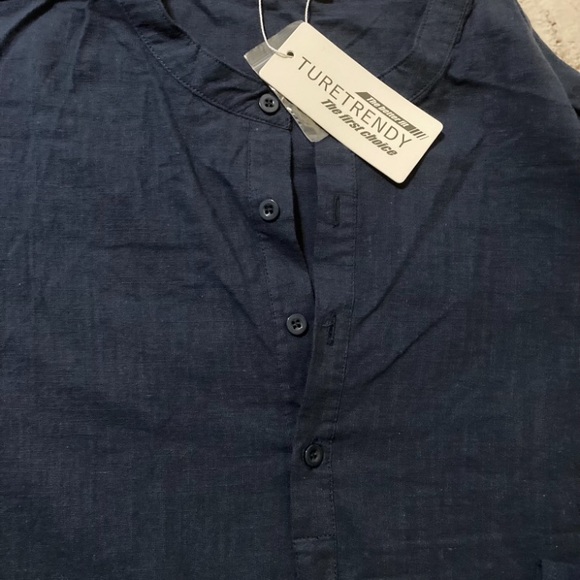 NWT TURETRENDY men’s long sleeve navy long kaftan loose fit size 2XL. - Picture 9 of 13